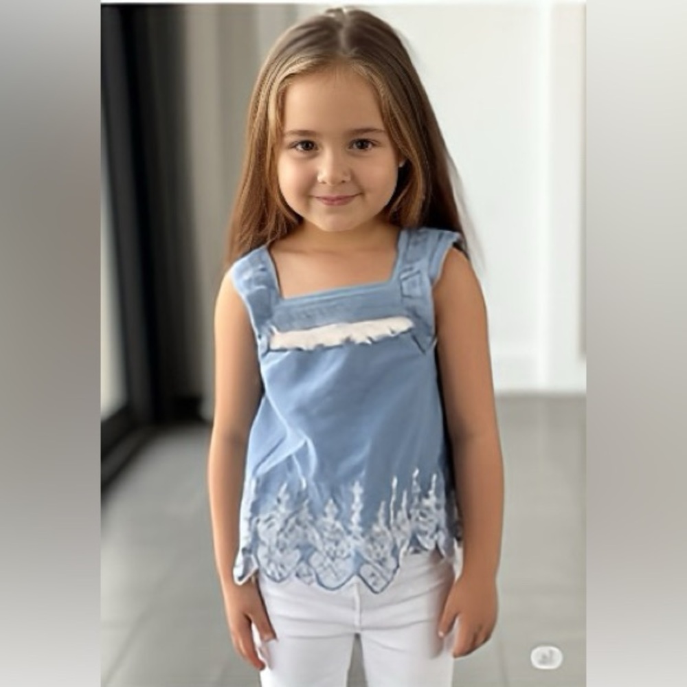 Jessica Simpson Blue and White Kids Tank Top Toddler Girls Size 4